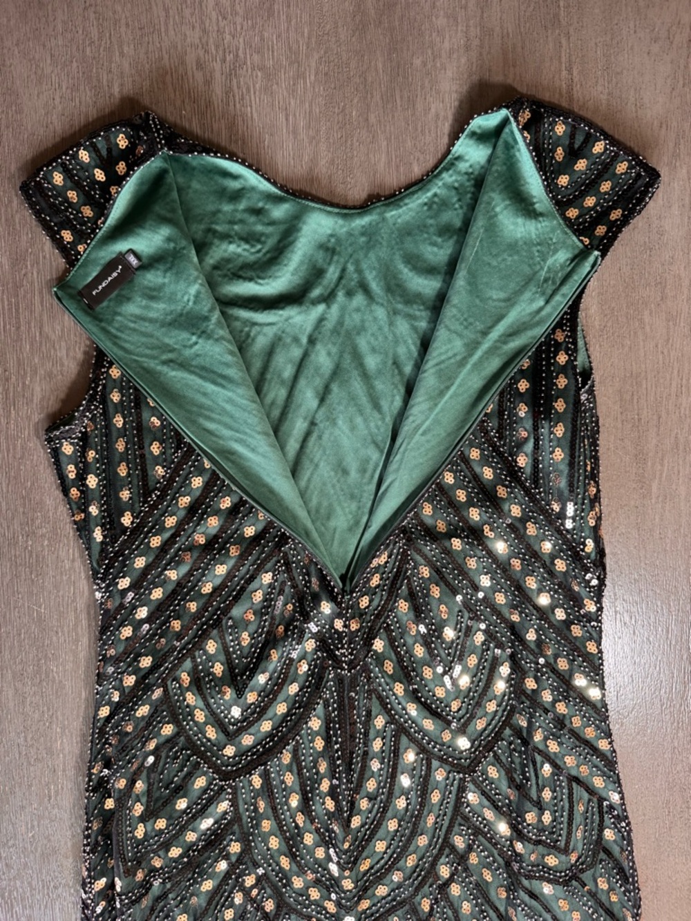 Fully Beaded 1920s Gatsby Vintage Style Flapper Dress MIDI Fitted XXL - Picture 5 of 12